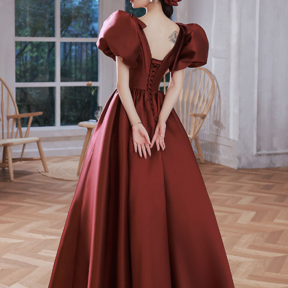 Elegant Wine Red Ball Gown Dresses