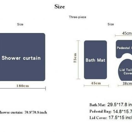 3d Rose Shower Curtain & Mats 4pcs/set..