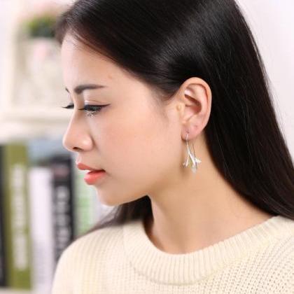 Fashion Silver Flower Design Women Earrings