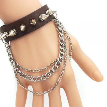 Fashion Punk Style Rivet Leather Bracelets