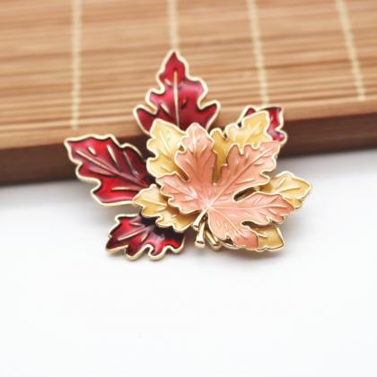 Vintage 3d Maple Leaves Brooches