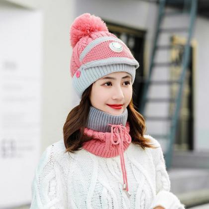 Winter Fleece Liner Outdoor Pink Knitted..