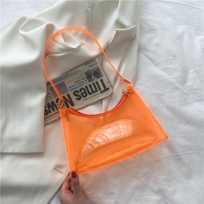Fashion Summer Orange Transparent Jelly Handbags