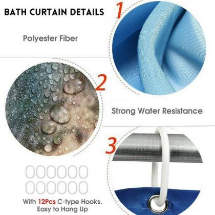 Navy Blue 3d Lattice Shower Curtain Set Bathroom..