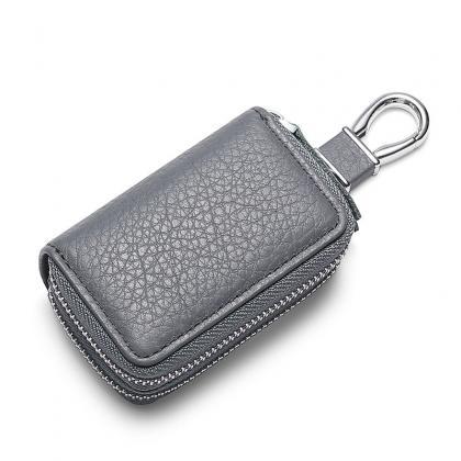 Multi Functional Gray Leather Double Car Keys..