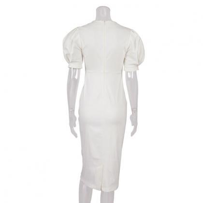 Sexy Short Sleeves White Sheath Dresses