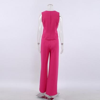 Fashion Sleeveless Tops And Long Pants Two Pieces..