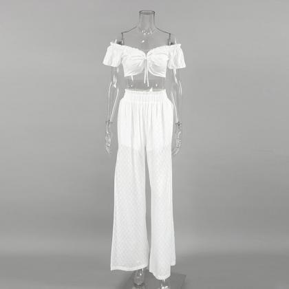 Sexy Designed Ruffled White Two Pieces Sets For..
