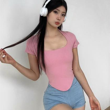Sexy Summer Light Pink Sports T Shirts For Women