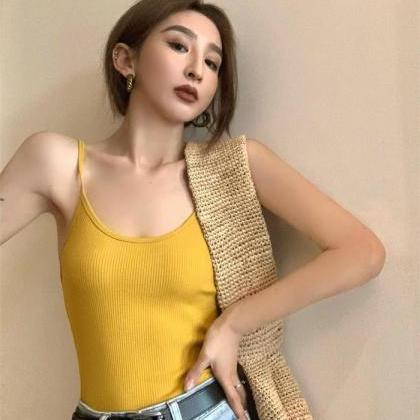 Sexy Knitted Backless Summer Yellow Crop Tops