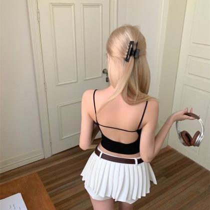 Sexy Midriff Design Backless Crop Tops