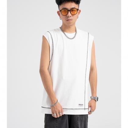 Casual Contrast Color Sleeveless Couple Tank Tops