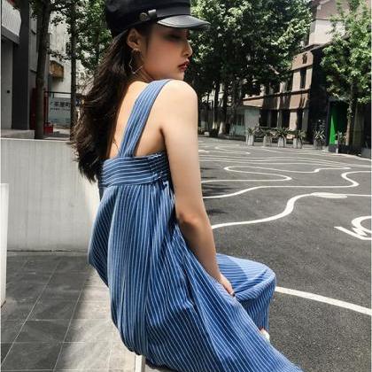Casual Striped Summer Wide Legs Jumpsuits