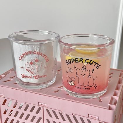 Cute Glass Cup Cold Extract Coffee Dessert Korean..