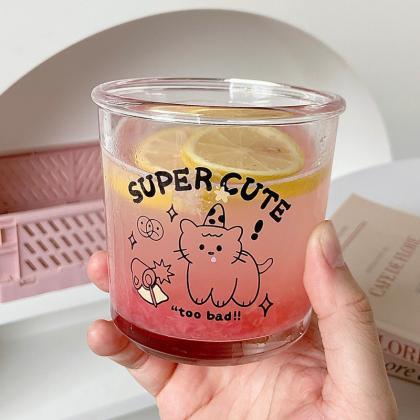Cute Glass Cup Cold Extract Coffee Dessert Korean..