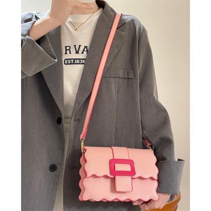 Pink Small Square Messenger Bag For Women Fashion..