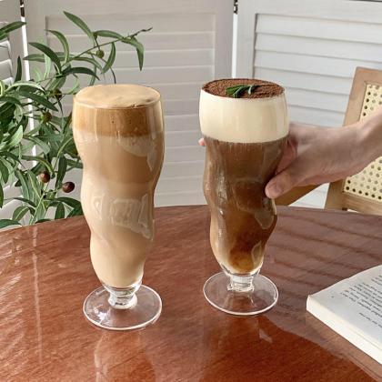 Transparent Glass Irregular Shape Coffee Cup Milk..