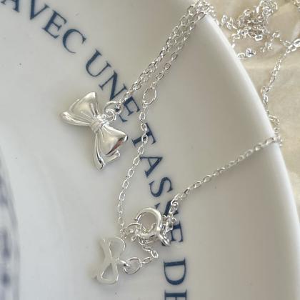 Sterling Silver Delicate Silver Color Bowknot..