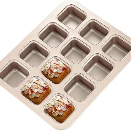 12 Cups Cake Mold Square Mini Bread Burger Muffin..