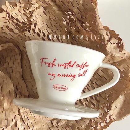French Retro Red Letter Coffee Filter Cup V60 Hand..