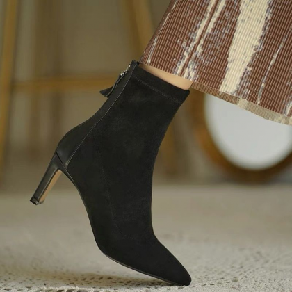 2023 Pointed Toe High Heel Boots Korean Style..