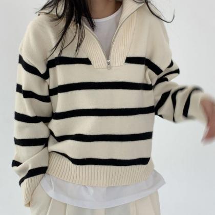 Striped Fashion Women Sweaters 2023 Autumn Winter..