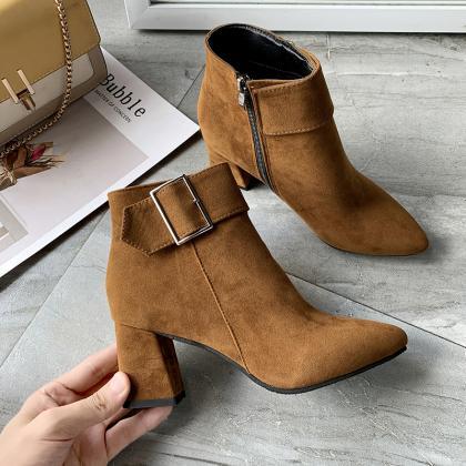 Women Ankle Boots Black Leather Fashion Ankle..