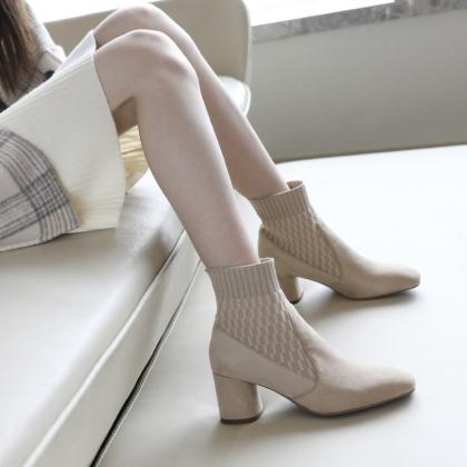 Pointed Ankle Boots Winter Women Casual Chelsea..