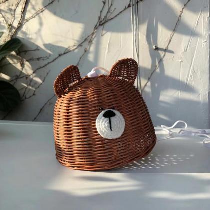 Lampshade Cover Bear Shape Dust-proof Rattan..