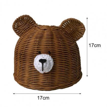 Lampshade Cover Bear Shape Dust-proof Rattan..