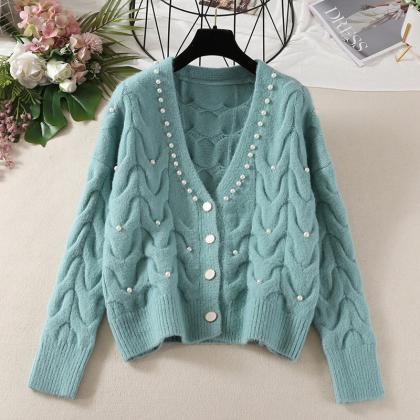 Fashion All-match Knitted Outer Wear Sweater Sweet..