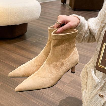 Pointed Elastic Thin Boots For..