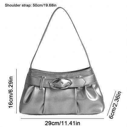 Pleated Tote Bags Women Shoulder Bag Pu Leather..