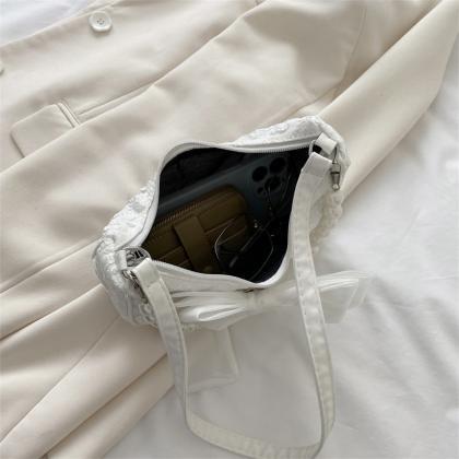 Bowknot Handheld Pearl Bag Fashion Zipper..