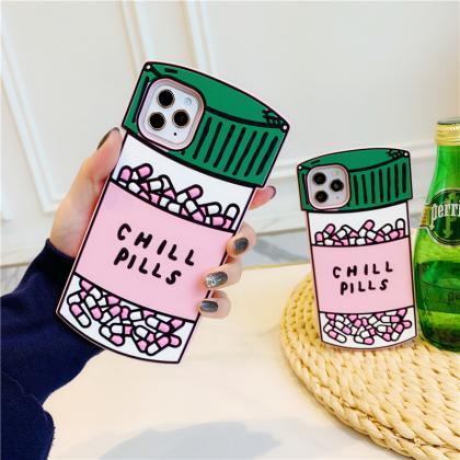 3d Full Silicone Pink Chill Pills Tpu Phone Case..