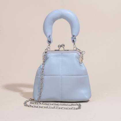 Fashion Women Clip Handbag Vintage Kiss Lock Chain..