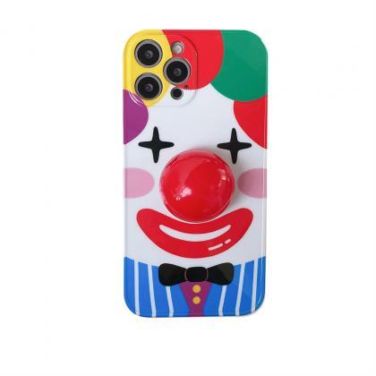 Clown Cartoon Round Bracket Phone Case For Iphone..