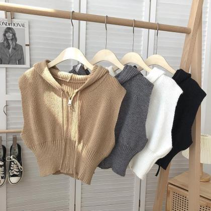 Fashion Sleeveless Crop Tops Knitted Sweater Vest..