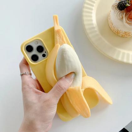 Funny 3d Stress Reliever Peeled Banana Phone Case..