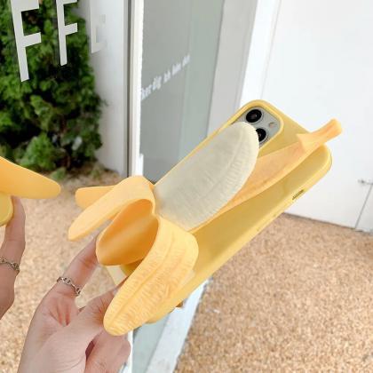 Funny 3d Stress Reliever Peeled Banana Phone Case..
