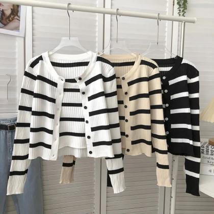 Women's Striped Knitting Cardigan..