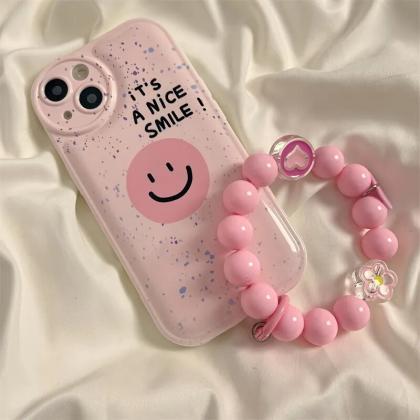 Pink Spotted Smiley Face Phone Case For Iphone 14..