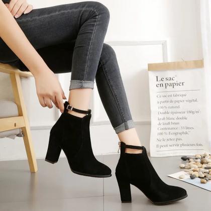Women Plus Size Ankle Boots Korean Style Chunky..