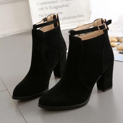 Women Plus Size Ankle Boots Korean Style Chunky..