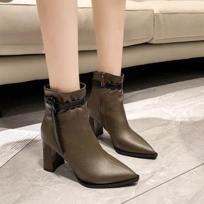 Female Pointed Short Boots Autumn Korean Style..