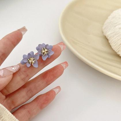 Korean Elegant Light Purple Flower Earrings For..