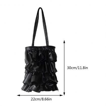Women Pleated Shoulder Bag Pu Leather Quilted..