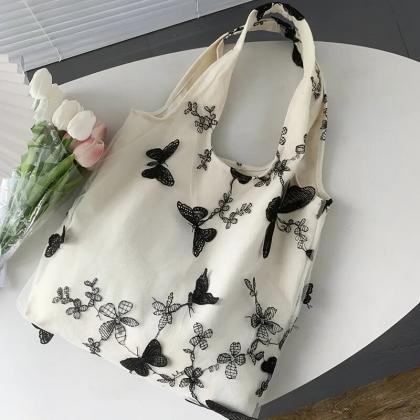 Canvas Tote Bags For Women Cute Embroidery..