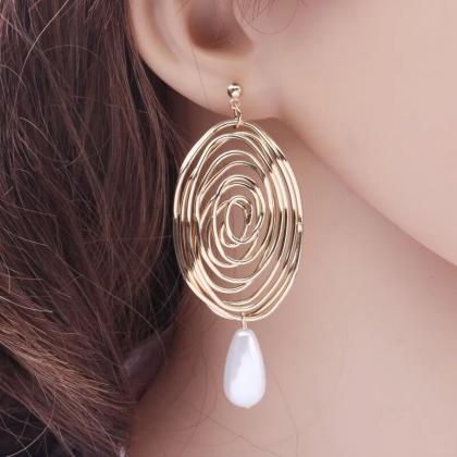 Korean Fashion Simulated Pearl Drop Earrings For..