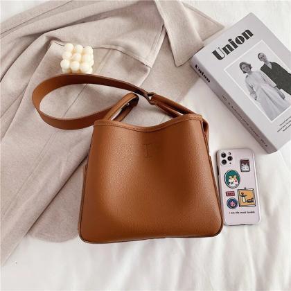Korean Style Women Bucket Bags Casual Pu Leather..
